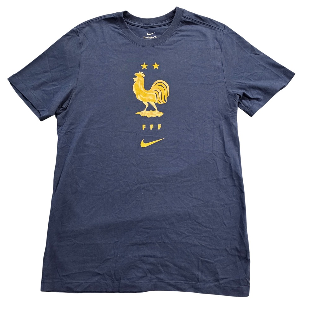 Nike France FFF National Team Soccer Graphic T-Shirt Navy Blue DH7593-410 Mens M